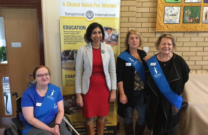 Suella visiting Fareham and Gosport Soroptimist International group