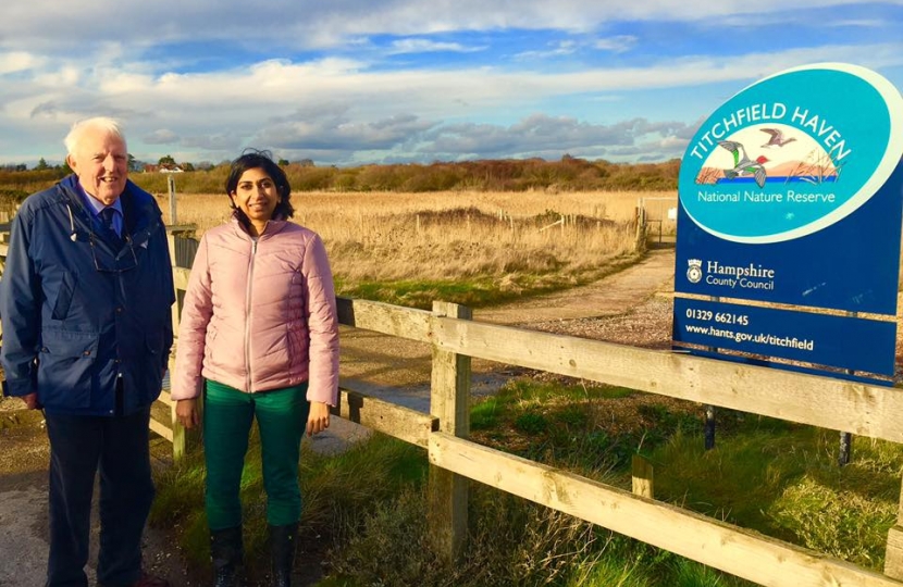 Suella Fernandes MP meeting with Commander Tony Norris to visit flooding sites in Fareham