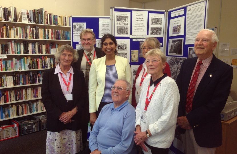 Suella with local group Portchester Remembers, which works to preserve the history of the local area