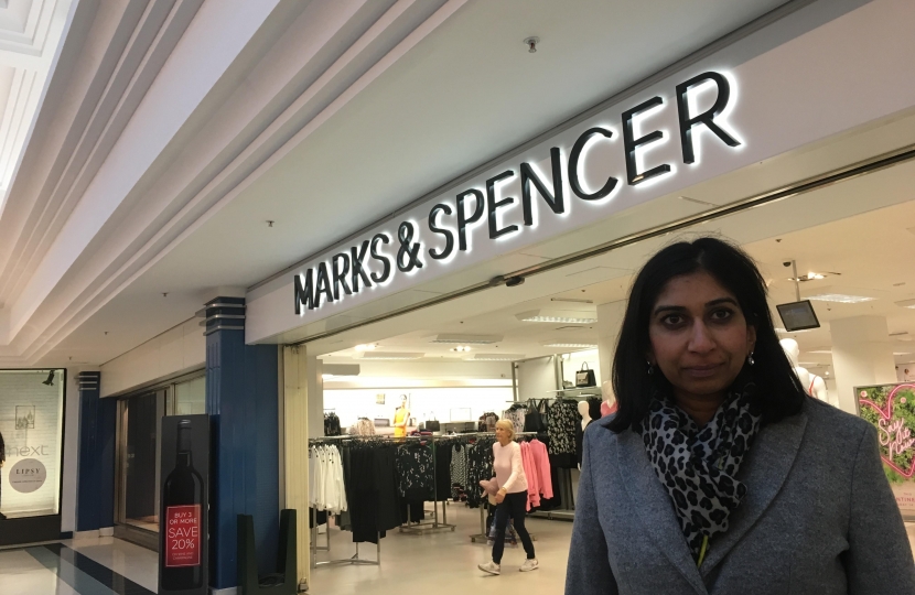 Suella at M&S in Fareham Shopping Centre