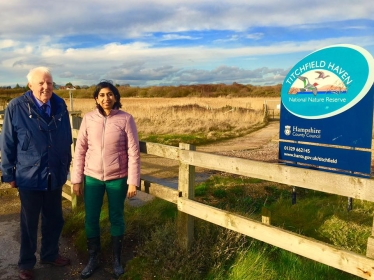 Suella Fernandes MP meeting with Commander Tony Norris to visit flooding sites in Fareham